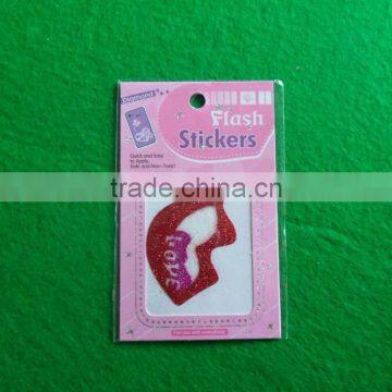 High Quality custom Glitter vinyl Stickers for mobile phone