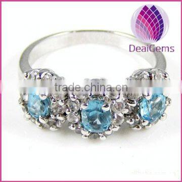 Cute Ring sterling silver and topaz (natural),three-4x5mm faceted oval with thirty-rhinestone