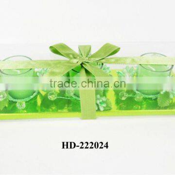 glass candle with candle acrylic flower ring gift set