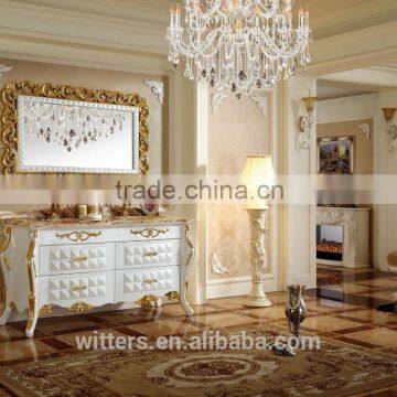 Corner Vanity Cabinet Solid Wood in White WTS609 photo-2