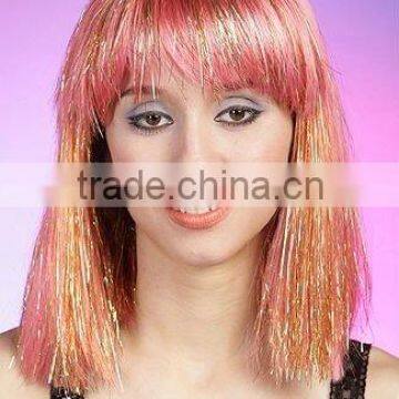 Tinsel cheap Synthetic hair festival Wig,football fans wigs