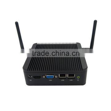 2 Ethernet Mini PC Fanless Baytrial J1900 CPU Quad Core 4GB Ram 32GB SSD HD Graphics Dual Lan Aluminum PC Case