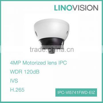 High peroformance 4MP Water/Vandal-proof H.265 Smart IR Motorized Dome IP Camera