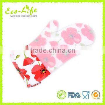 Heat Resistant Quilted Silicone Cotton Lining Gloves, BBQ Silicone Mitts photo-4