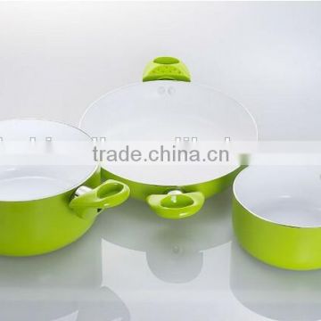 White ceramic aluminum cookware set