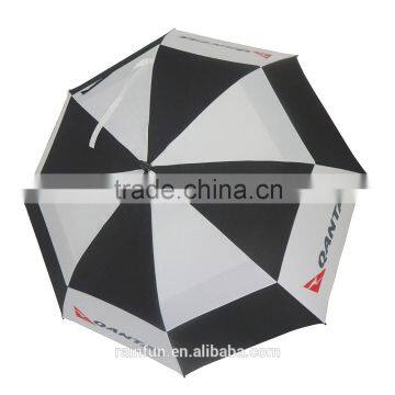 30" strong fiberglass frame windproof double canopy golf umbrella