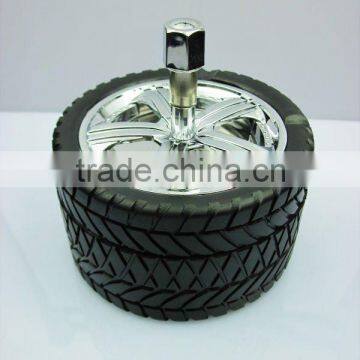 Table Round Metal Ashtray, Wheel Ashtray With Spin Lid