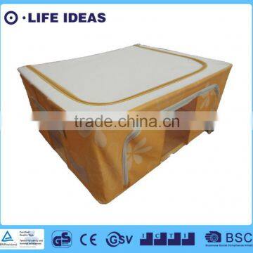 non woven flowers foldable storage box yellow