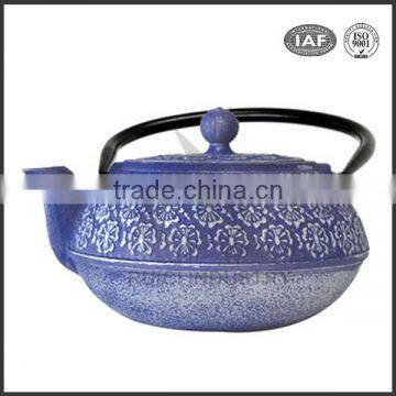 blue color enmael chinese cast iron teapot