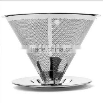 Hot Selling One Part Reusable Double Wall Stainless Steel Pour Over Coffee Dripper photo-2