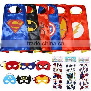 With BONUS Superhero Dress Up Costumes 6 Satin Capes and 6 Felt Masks - Superhero Party