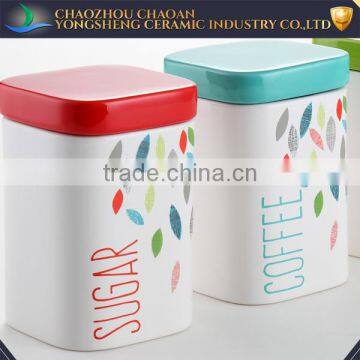 China Supplier Colorful Leaves Decal Ceramic Food Storage Jars Cookie Jar photo-3