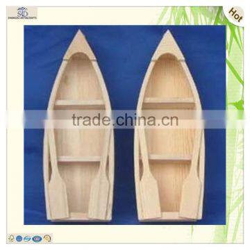 Handmade Natural Color Paulownia Wooden Boat Storage Box