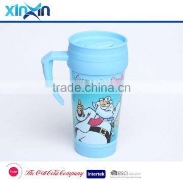 Promotional Plastic Coffe Travel Mug Double Wall Coffee Cup Car Mug With Handle photo-2