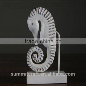 European Vintage Pure White Resin Sea Horse Statue photo-3