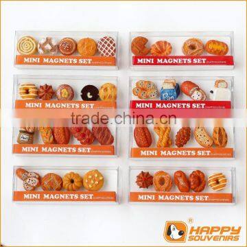 Promotional resin fridge magnet custom bread series miniature food set