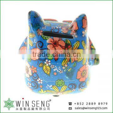 Coin Holder Owl Shape Flower Patterns Ceramic Animal Piggy Bank for Decoration photo-4