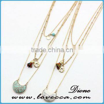 Wholesale Jewelry Gemstone Women Necklace,Natural Stone Pendant Necklace Jewelry, Turquoise Quartz Necklace Fashion