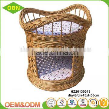 Natural Wicker Woven Crafts Indoor Dog Cat House Basket With Softy Cushion photo-5