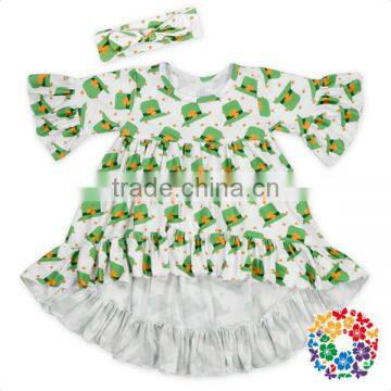 Front Short Back Long Ruffle Hem Half Sleeve Tiger Printed Fabrics Baby Girls Ruffle Tops photo-3