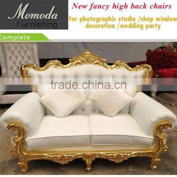 Luxury Reception Carved Wooden Leather Fabric King Queen Royal Throne Indian Wedding Mandap Chair photo-3