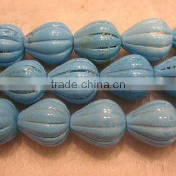 16" 12-16mm blue pumpkin shaped natural loose turquoise beads