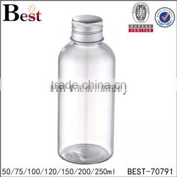 100ml clear pet bottle aluminum or plastic cap plastic bottle