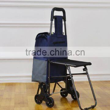 Custom Vegetable Climb Stair Trolley Shopping Bag With Chair photo-4