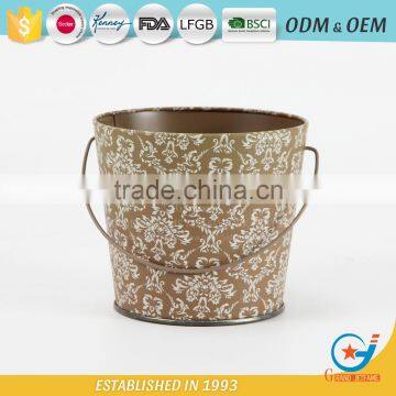 garden pot iron and zinc powder coated metal bucket for flowers bucket metal plants