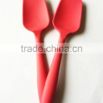 Eco-friendly non-stick wholesale silicone tasting spoon with inner stainless steel , hot sale on ebay