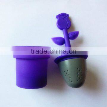 High Standard Factory Price Rose Tree Shaped Silicone Tea Infuser, Pot Plant Silicone Tea Infuser Wholesale photo-2
