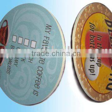 ZheJiang factory new cardboard coaster/absorbent paper coaster ,cup mat