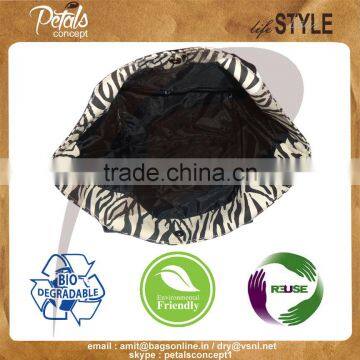 Zebra Print Canvas Tote Bag With Geninune Leather Handle photo-4