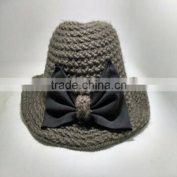 Korean big bow winter knitting wool hat outdoor leisure hat