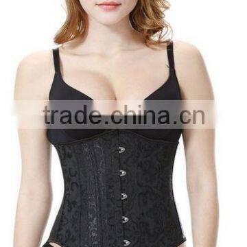 Womens Full Spiral Steel Boned Satin Underbust Strapless Waist Trainer