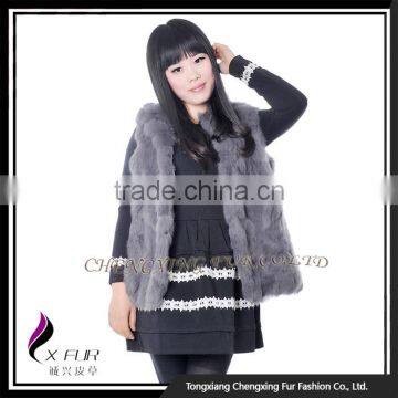 CX-G-B-256 Factory Direct Ladies Rex Rabbit Fur Vest