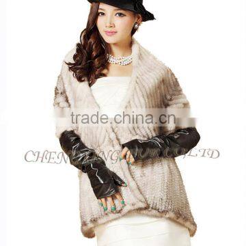 CX-B-M-46D Best Selling Wholesale Knit Mink Fur Lady's Latest Design Shawl photo-6