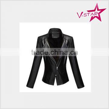 OEM Service Leather Jacket Wholesale for women 2016 Customized Pu Coat