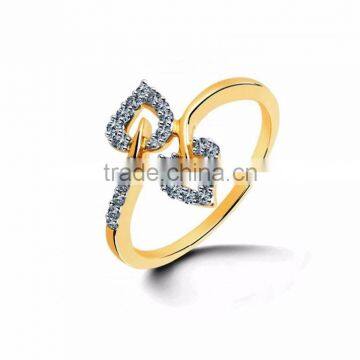 Gold Plated Fancy CZ Studded Double Heart Ring