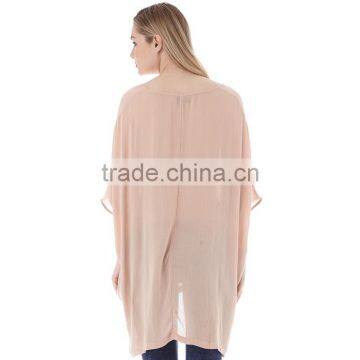Plus Size Long Shirt Loose Women Top Half Sleeve Plain Blouses With Floral Print In Front China photo-4