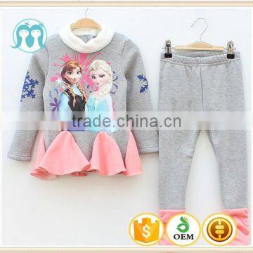 winter children's boutique clothing suit frozen dress wholesale children clothing usa pants + shirt autumn kid clothing