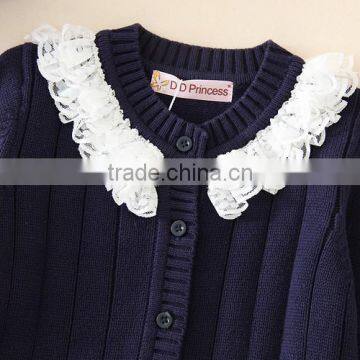 Baby Girls Sweater/kids Girls Lace Cotton Sweater for Autumn or Winter photo-5
