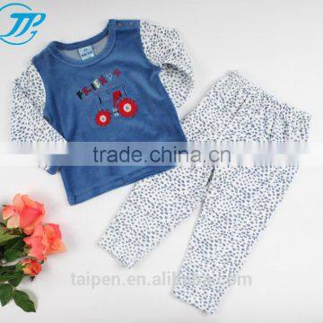 Wholesale Winter Kids 2Pcs Set Pajama Navy O-neck Pajama Baby Set 100% Cotton BG1-386