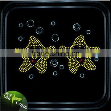 Fashion Two Smile Stars Heat Hot Fix Rhinestone Transfer Motif