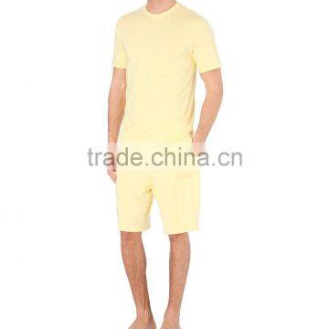 Men's yellow blank summer wholesale cotton pajamas