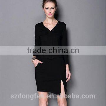 New v-neck morality short sleeve hip thin elegant fair maiden dress