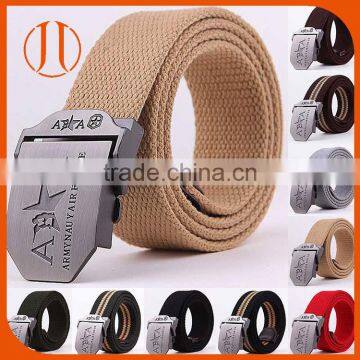 Custom logo Metal buckle cotton canvas fabric strap waist belt