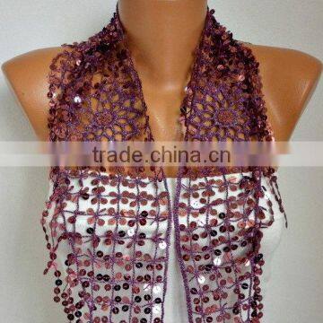 Sequin Floral Scarf Shawl Scarf - Bellydance - Cowl Scarf Women's Fashion Accessories photo-4