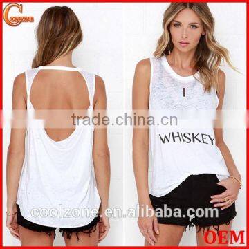 2015 Women New Design Letter Print Custom Muscle Tee/shirt