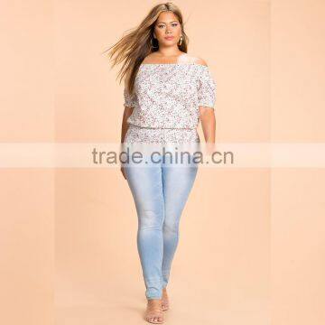 Allover 7xl Plus Size Fat Women's Clothing off Shoulder Floral Blouse photo-4